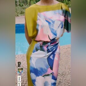 ZARA Multicolor Floral Midi Dress NEW